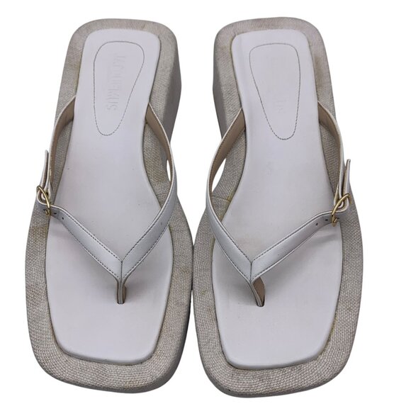 Jacquemus  Les Tatanes Lin Leather Platform Sandals Women’s Sz 40 US 9 White. #4 - Picture 10 of 13